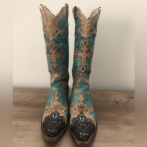 Ferrini Turquoise Cowgirl/Cowboy Boots - Picture 2 of 6